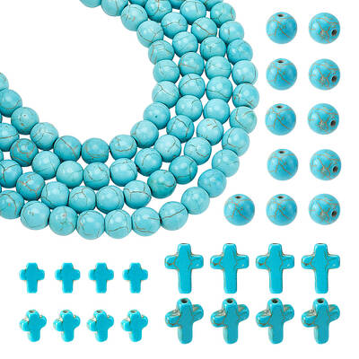 230Pcs 3 Styles Synthetic Turquoise Beads