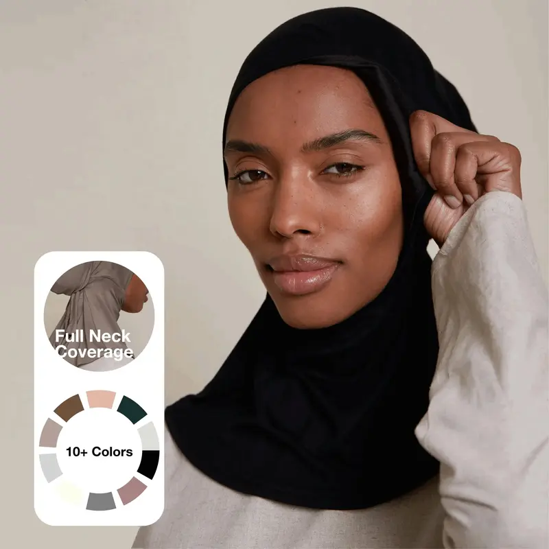 Voile Chic Satin-Lined Full Coverage Underscarf (Bamboo) - Sustainable Bamboo Jersey with Adjustable Straps, Hair-Protecting