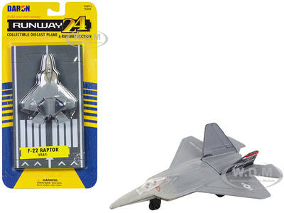 Lockheed Martin F-22 Raptor Stealth Aircraft Gray United States Air Force YF-22 with Runway Section Diecast Model Airplane ...