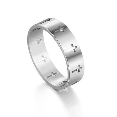 Non-Tarnish Stainless Steel Cross Finger Ring