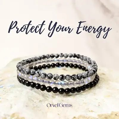 Shield Your Aura Stack | Healing Crystal Bracelet Set | 4mm Protection Stones | High Vibe Jewelry for Men & Women