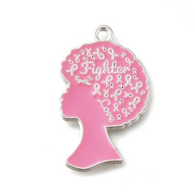 Breast Cancer Pink Awareness Ribbon Theme Alloy Enamel Pendants