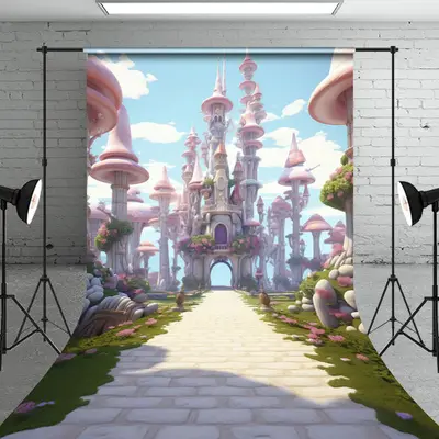 Aperturee Dreamlike Fairy Tale Castle Path Cake Smash Backdrop