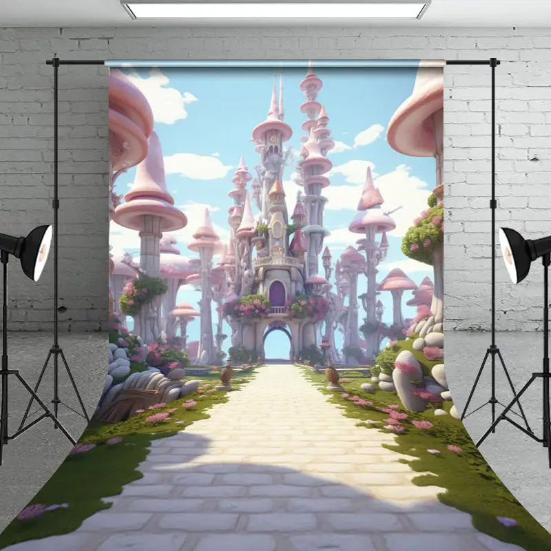 Aperturee Dreamlike Fairy Tale Castle Path Cake Smash Backdrop