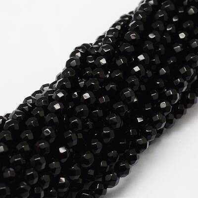 Faceted Natural Agate Round Beads Strands