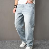 Loose Multiple pockets Distressed Straight  Male Carpenter Stylish Comfortable Cargo Denim Pants Menswear Underwear plain cas...