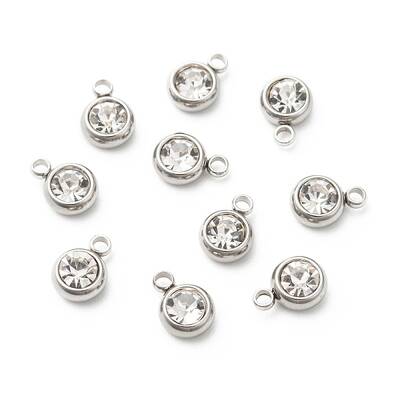 201 Stainless Steel Rhinestone Charms