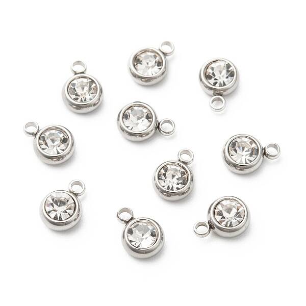 201 Stainless Steel Rhinestone Charms