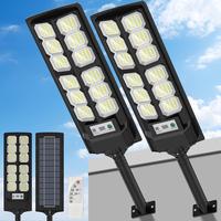 2PC Ultra-Bright Solar Street Light, 240 LED Solar Lights - IP65, Wide Angle Motion Sensor, Remote Control, Dusk to Dawn And ...