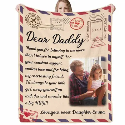 Personalized Dear Daddy Happy Fathers Day Blanket - Aperturee