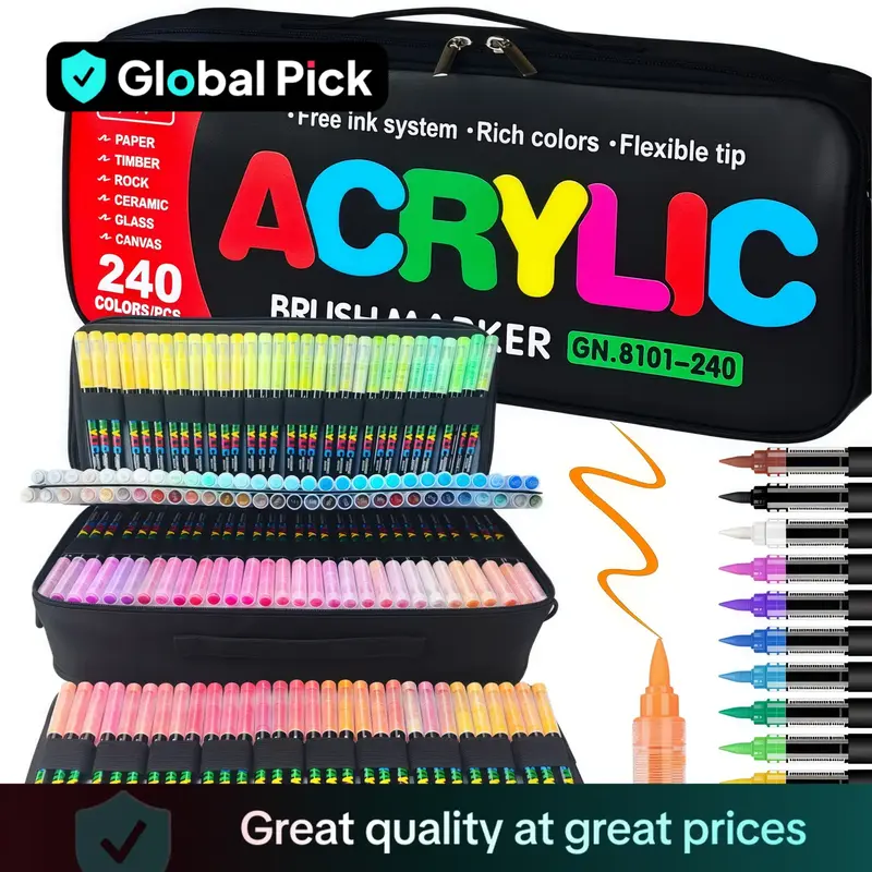 Acrylic Brush Marker, Water-based Diy Multifunctional Marker Pen for Paper, Rock, Glass, Ceramic, Canvas, Art Painting Marker...