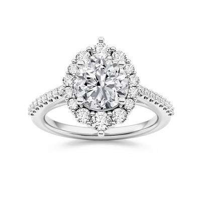 Ever Bloom Round Lab Grown Diamond Engagement Ring | 18K White Gold 4 1/4 CT. TW.