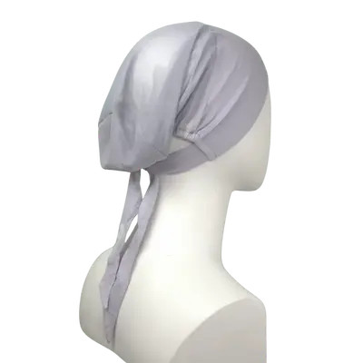 Tie Back Airy Mesh Hijab Caps - Grey