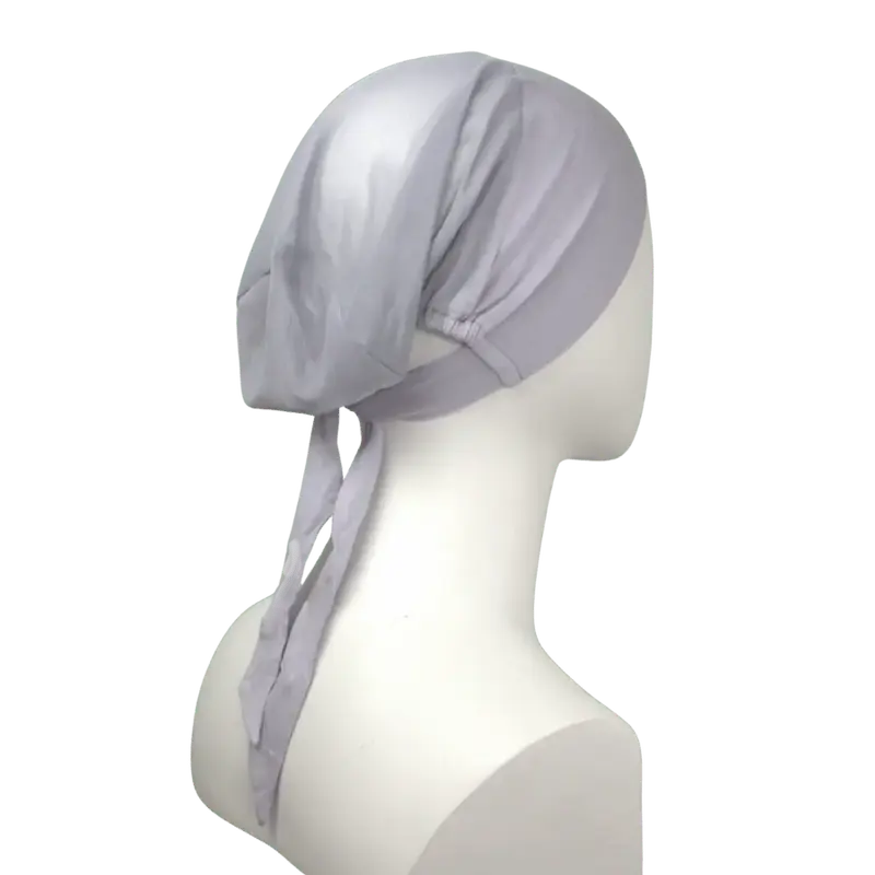 Tie Back Airy Mesh Hijab Caps - Grey