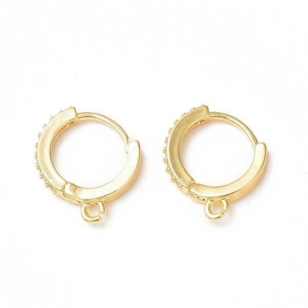 Brass Micro Pave Clear Cubic Zirconia Hoop Earring Finding