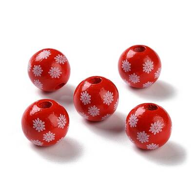 Printed Wood European Beads