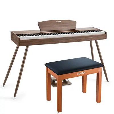Donner DDP-80 Wooden Digital Piano - Walnut / Piano+Wooden Bench