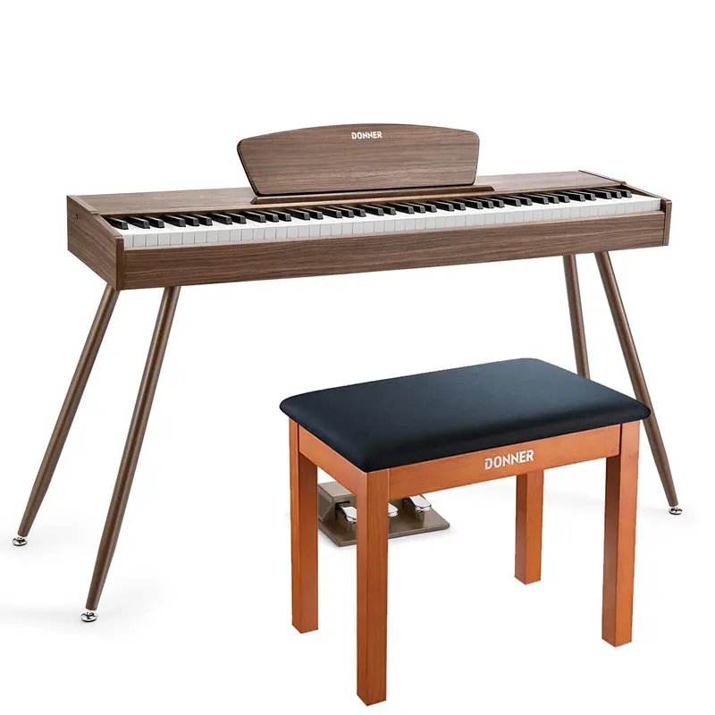Donner DDP-80 Wooden Digital Piano - Walnut / Piano+Wooden Bench