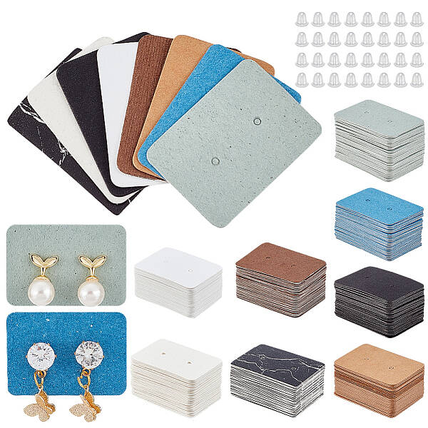 240Pcs 8 Colors Rectangle Paper Earring Stud Display Cards