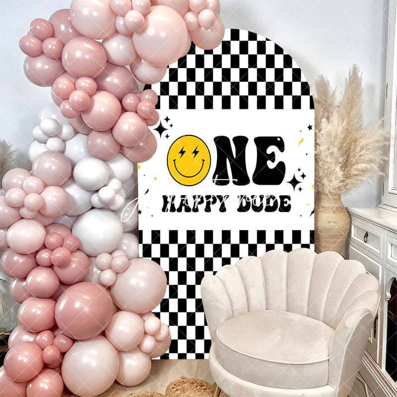 Plaid Happy Dude One Arch Backdrop For 1st Birthday