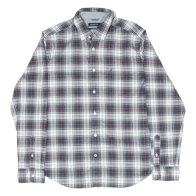 NAUTICA Classic Fit Shirt White Check Long Sleeve Mens L