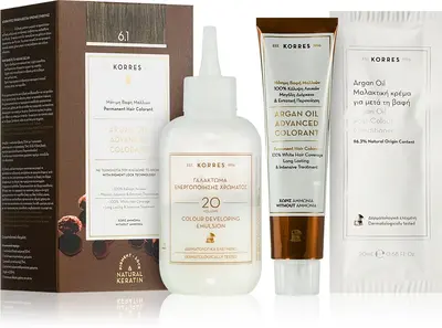 Korres Argan Oil permanent hair dye with argan oil color 6.1 Dark ash blonde 50 ml