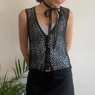 Unbranded Crochet Top - Medium Black Acrylic
