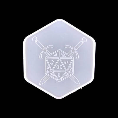Hexagon Shape with Sword Pattern Dice Box Molds Food Grade Silicone Molds