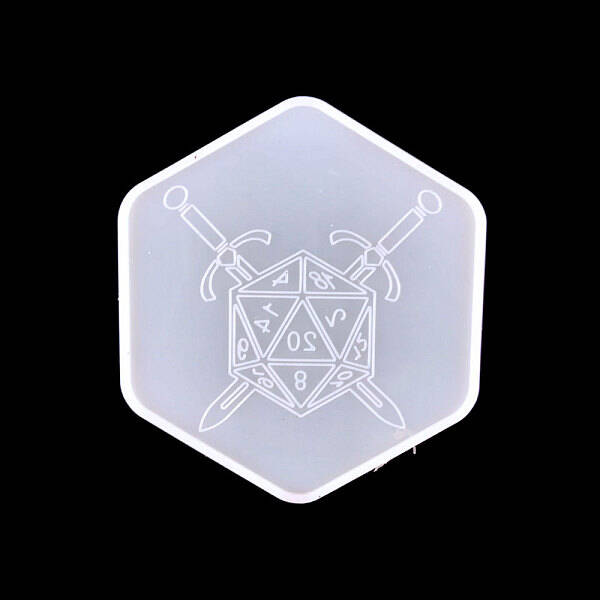 Hexagon Shape with Sword Pattern Dice Box Molds Food Grade Silicone Molds