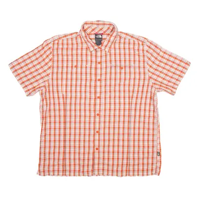 THE NORTH FACE Shirt Orange Nylon Check Short Sleeve Mens XL