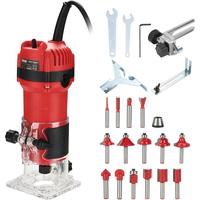 800W Compact Router Tools for Woodwork,31000 RPM  with 15 Pcs 1/4Router Bits Set,Roller Guide and roller guide edge Grooving ...