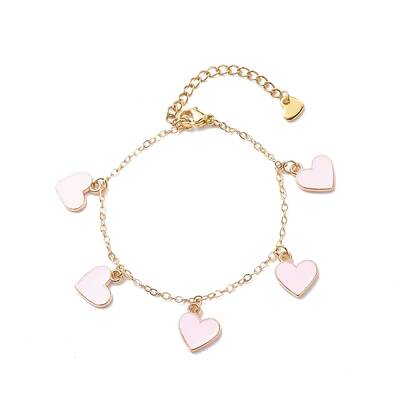 Alloy Enamel Heart Charms Bracelet