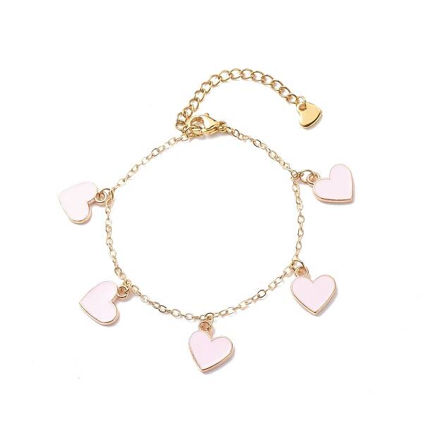 Alloy Enamel Heart Charms Bracelet