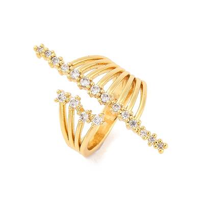 Brass Micro Pave Clear Cubic Zirconia Open Cuff Rings
