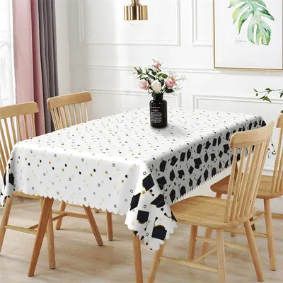 Graduation Hat Dense Stars Rectangle Tablecloth - Aperturee