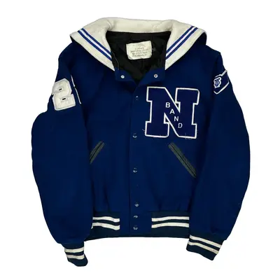 Band Hoosier Sporting Goods Varsity Jacket - Medium Blue Wool Blend