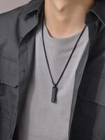 Men's Solid Geometric Decor Pendant Necklace, Luxury Jewelry Casual All-match Jewelry for Boys Gift, Male Classic Fashion Acc...