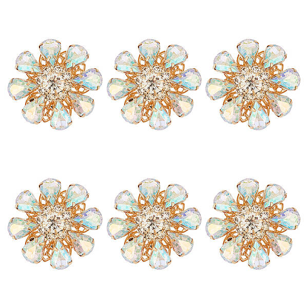 6Pcs Acrylic Rhinestone Buttons