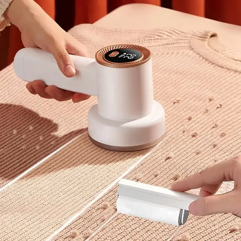 Electric Lint Remover with lint Roller, Portable Fabric Shaver with 6 Leaf Blades, 3-speed Sweater Shaver with Brush & Digita...
