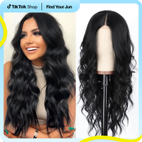 Long Wavy Wigs for Women Curly Synthetic Burgundy Brown Wig with Bangs Body Wave Heat Resistant Fiber Fake Hair for Cosplay L...