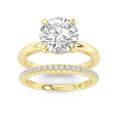 Fez Lab Grown Round Diamond Engagement Ring with the BonBon Wedding Band | 10K Yellow Gold 1 1/3 ct. tw.