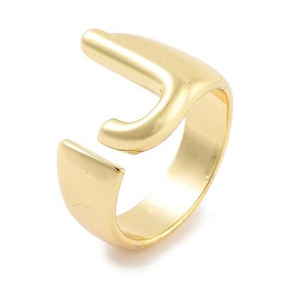 J-Shape Rack Plating Brass Open Cuff Rings for Women