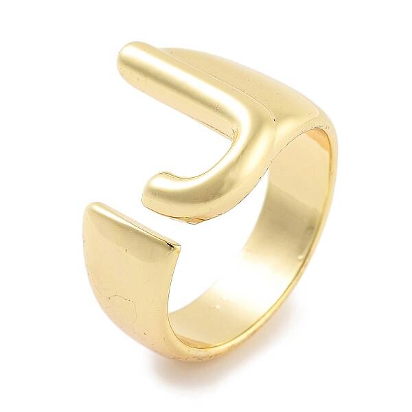J-Shape Rack Plating Brass Open Cuff Rings for Women