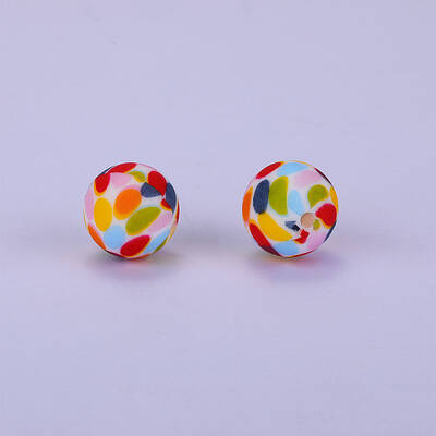 Printed Round Silicone Focal Beads