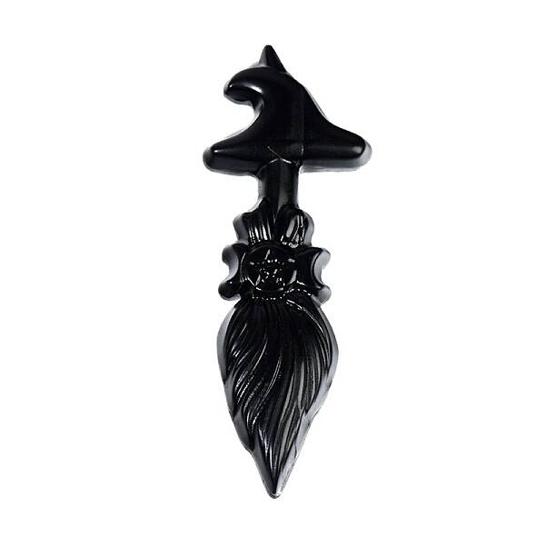 Natural Obsidian Wizard Broom Display Decoration