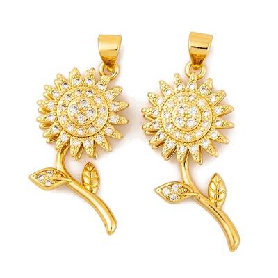 Brass Micro Pave Cubic Zirconia Pendants