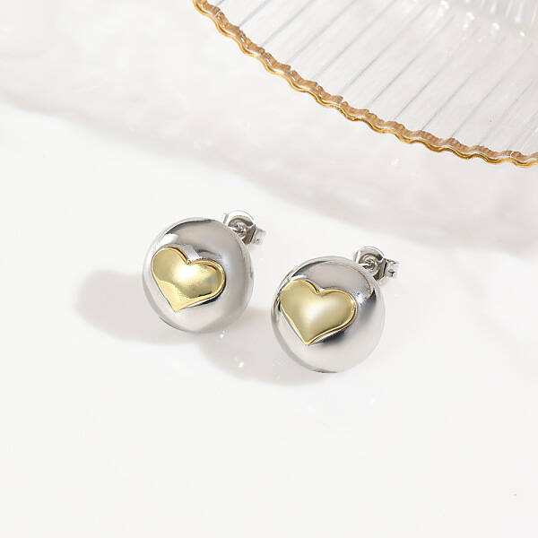Brass Two Tone Stud Earrings