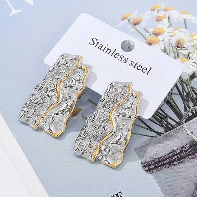 304 Stainless Steel Folds Stud Earrings
