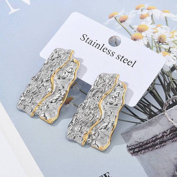 304 Stainless Steel Folds Stud Earrings