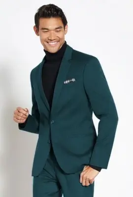 Suit And Turtleneck Combo - Turtleneck Prom Outfits - Prom Turtleneck  Green Suit